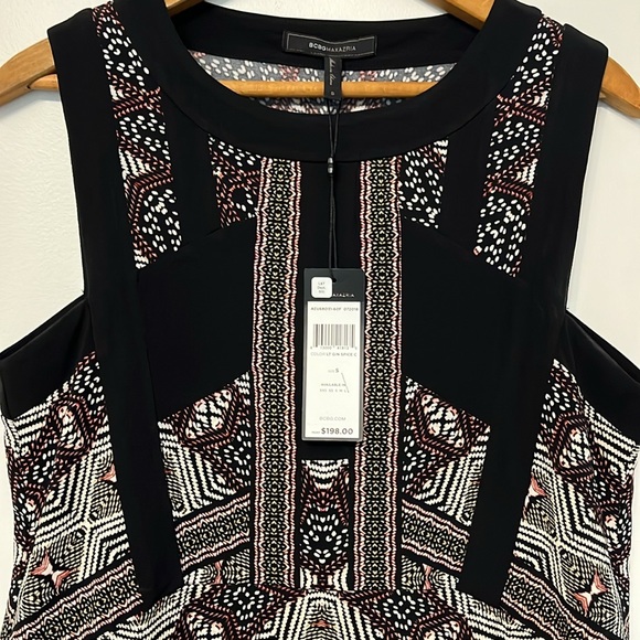 NWT BCBGMAXAZRIA Printed Border Dress Small Light Ginger Spice Combo Desert Geo - Picture 6 of 7